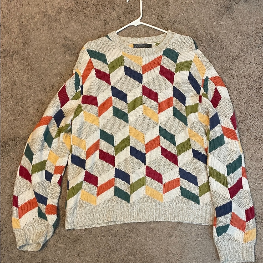 Talbots Men's Hand Knit Sweater in Cream and Yellow